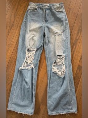 Distressed Flying Monkey wide leg jeans